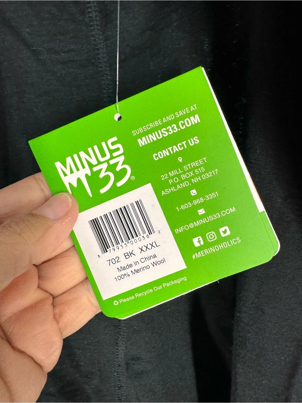 NWT Minus 33 merino wool XXXL boxer briefs black